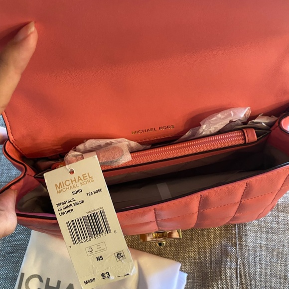 Michael Kors Soho Large Leather Chain Shoulder Bag Tea Rose NWT - Picture 6 of 9